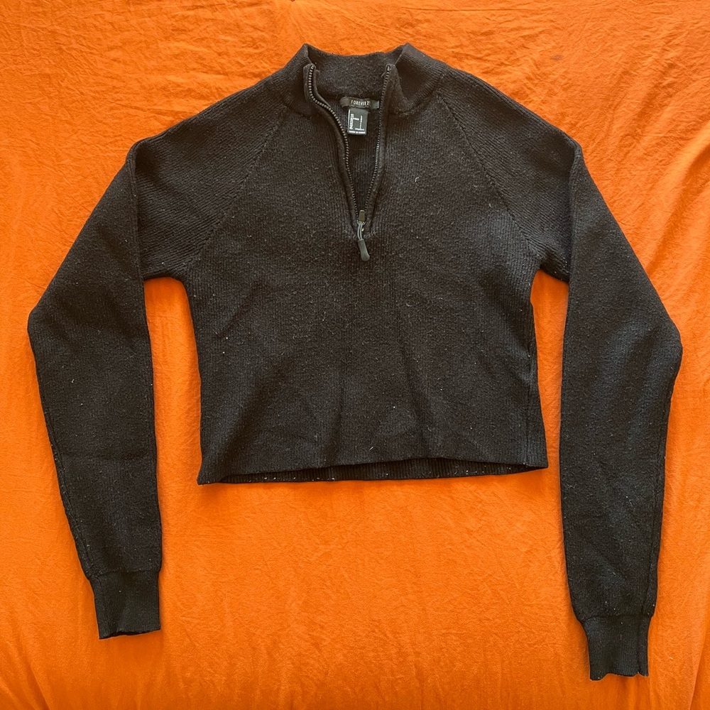 Forever 21 Dark Brown Quarter-Zip Pullover